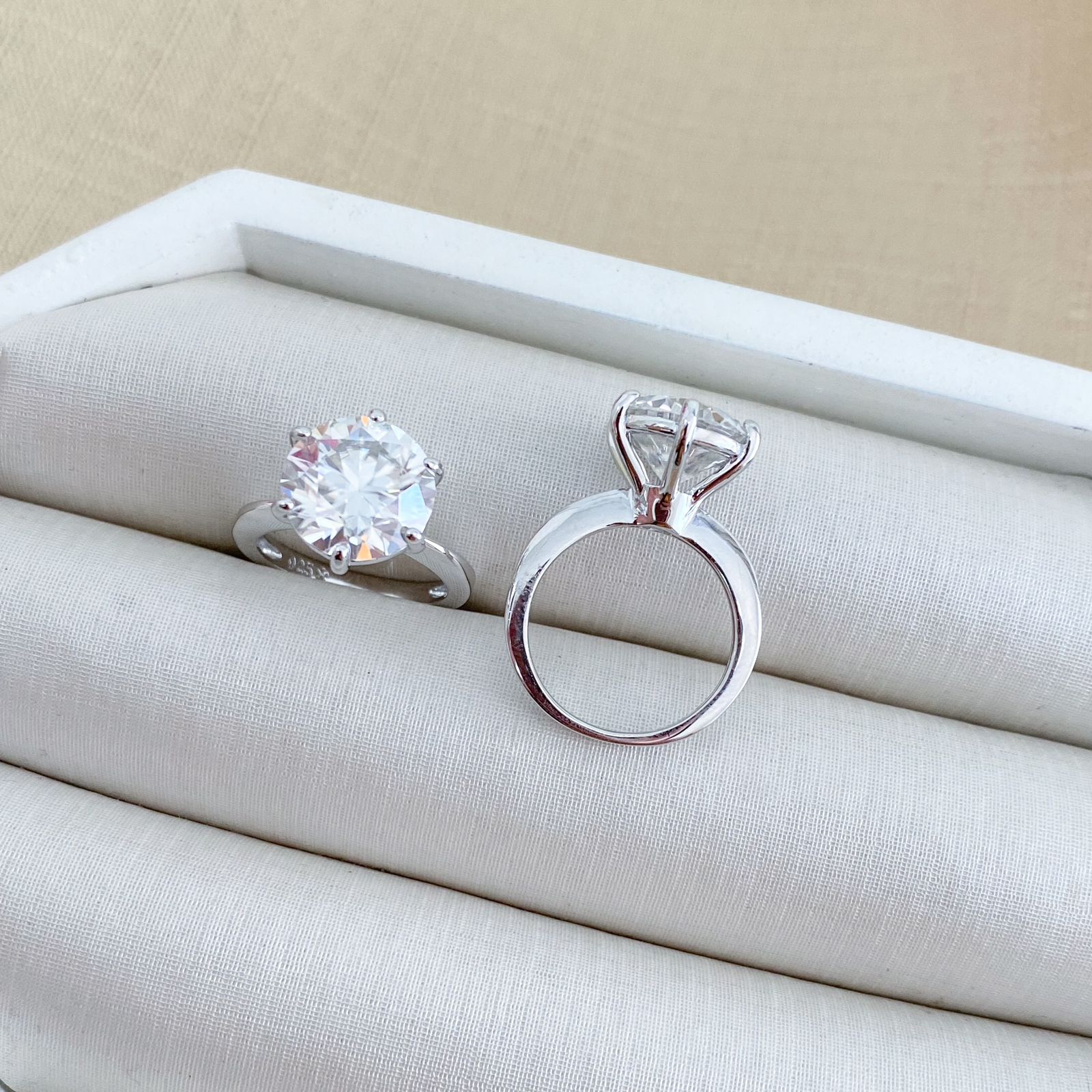 Anel Prata Solitário 11mm Moissanite