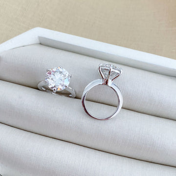 Anel Prata Solitário 11mm Moissanite