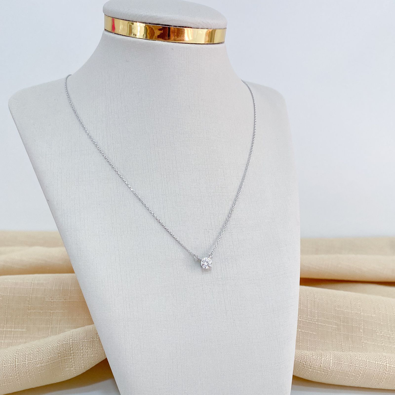 Gargantilha Prata Ponto Luz 5mm 45cm Moissanite