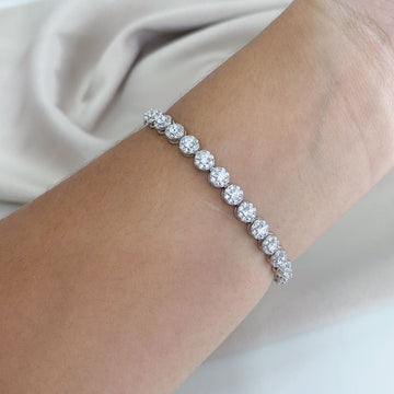 Pulseira Prata Ponto Luz Cristal Cravejada 3mm 17cm