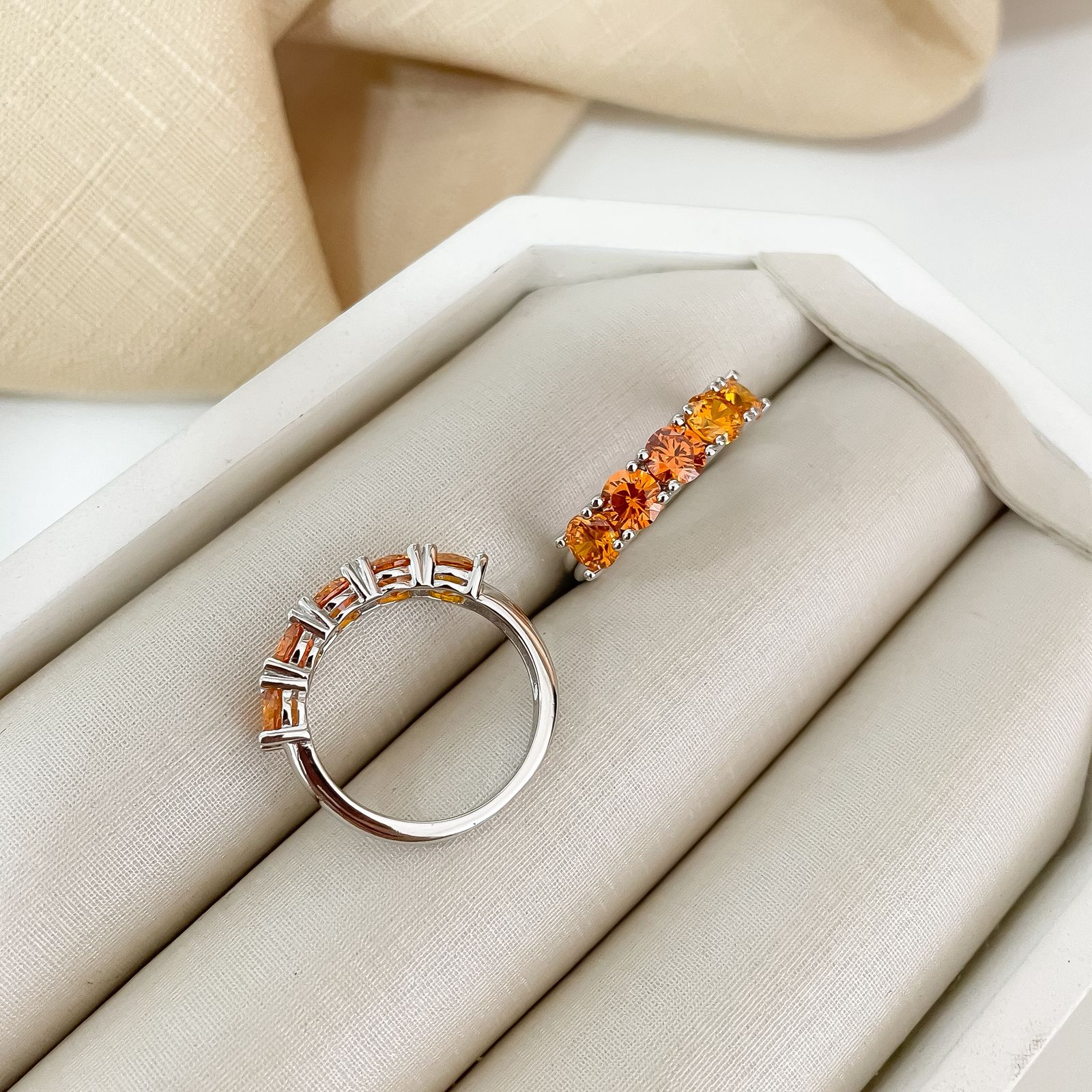 Anel Prata Meia Aliança Orange 5mm