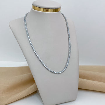 Gargantilha Prata Riviera Azul Claro 4g 45cm 3mm
