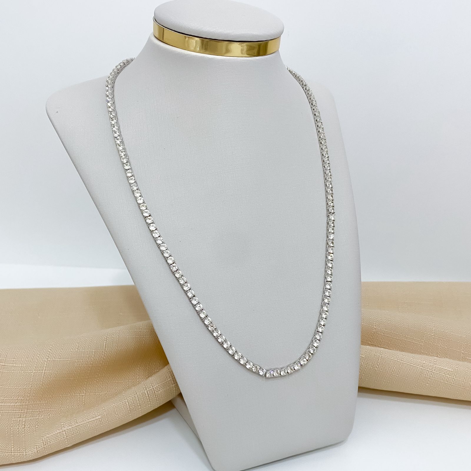 Gargantilha Prata Riviera Amarelo Claro 4g 45cm 3mm