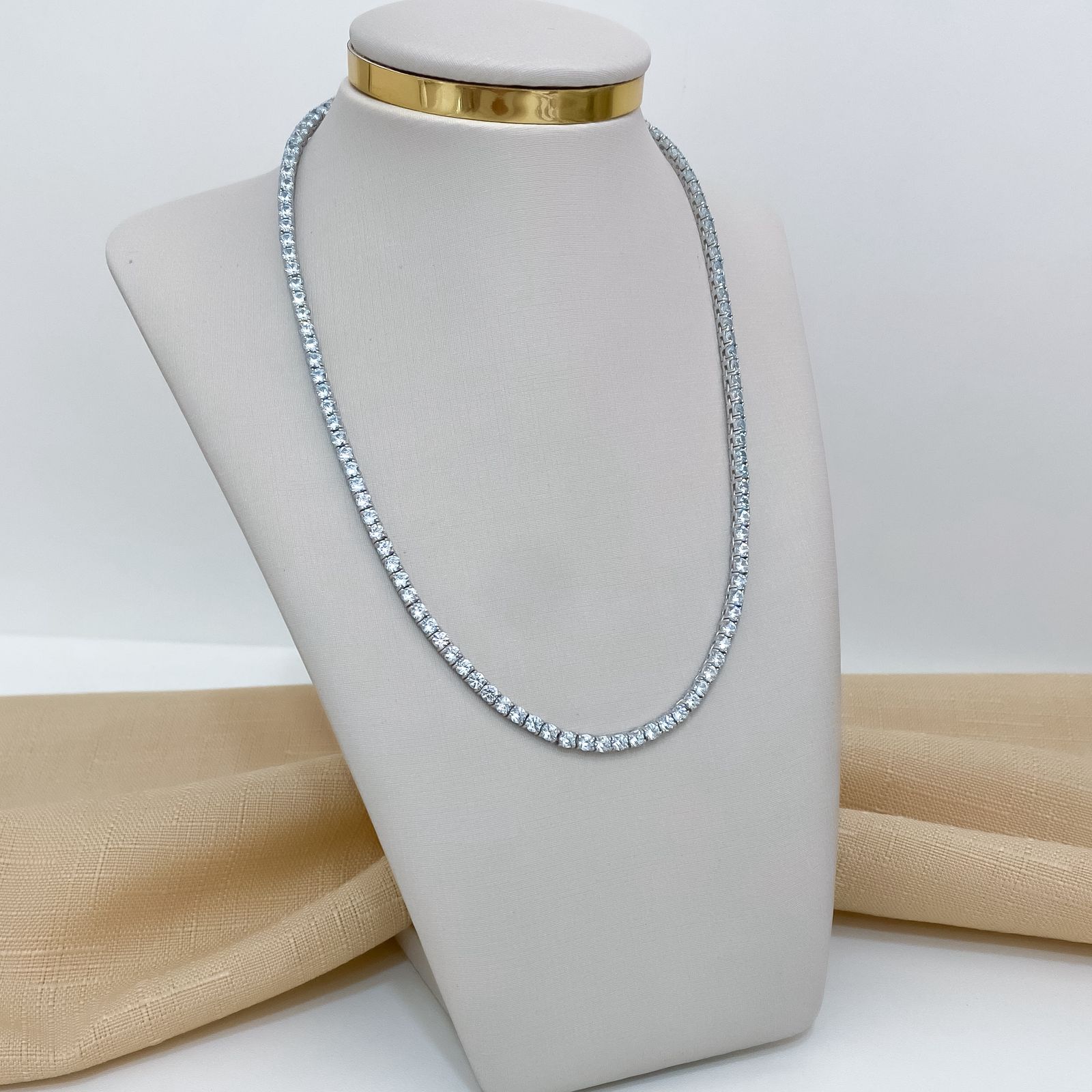 Gargantilha Prata Riviera Azul Claro 4g 40cm 3mm