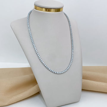 Gargantilha Prata Riviera Azul Claro 4g 40cm 3mm