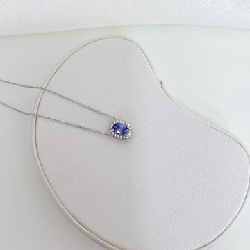 Gargantilha Prata Pedra Roxa Cravejado 7x5mm
