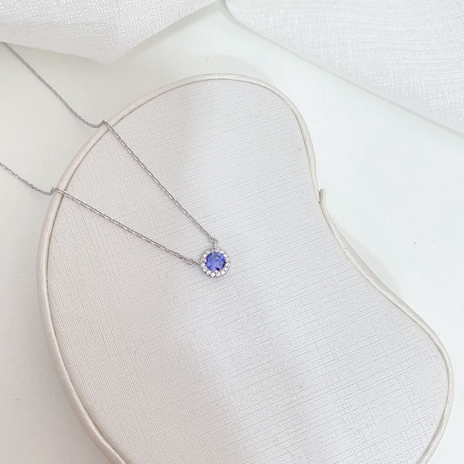 Gargantilha Prata Pedra Roxo Cravejada
