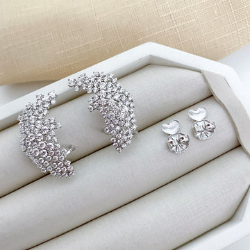 Brinco Prata Earcuff Cravejado