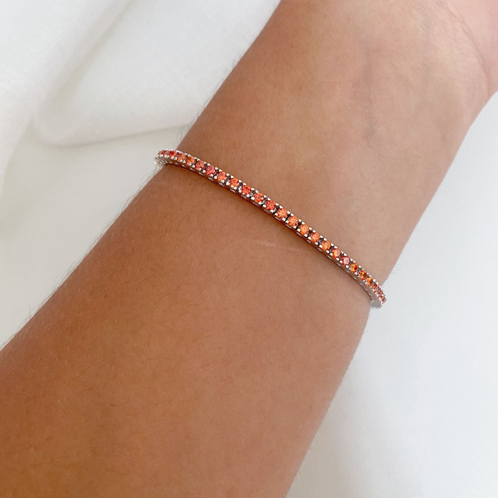 Pulseira Prata Riviera Orange 17cm 2mm