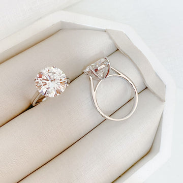 Anel Prata Solitário 12mm Moissanite