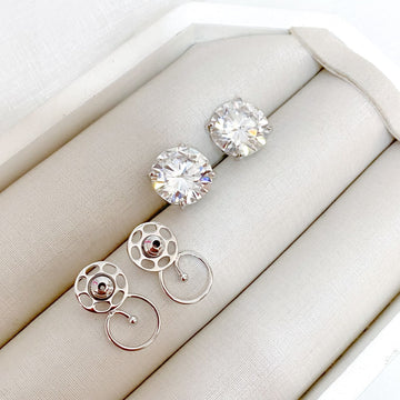 Brinco Prata Ponto de Luz 12mm Moissanite