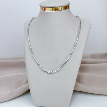 Gargantilha Prata Riviera Cristal 4mm Moissanite