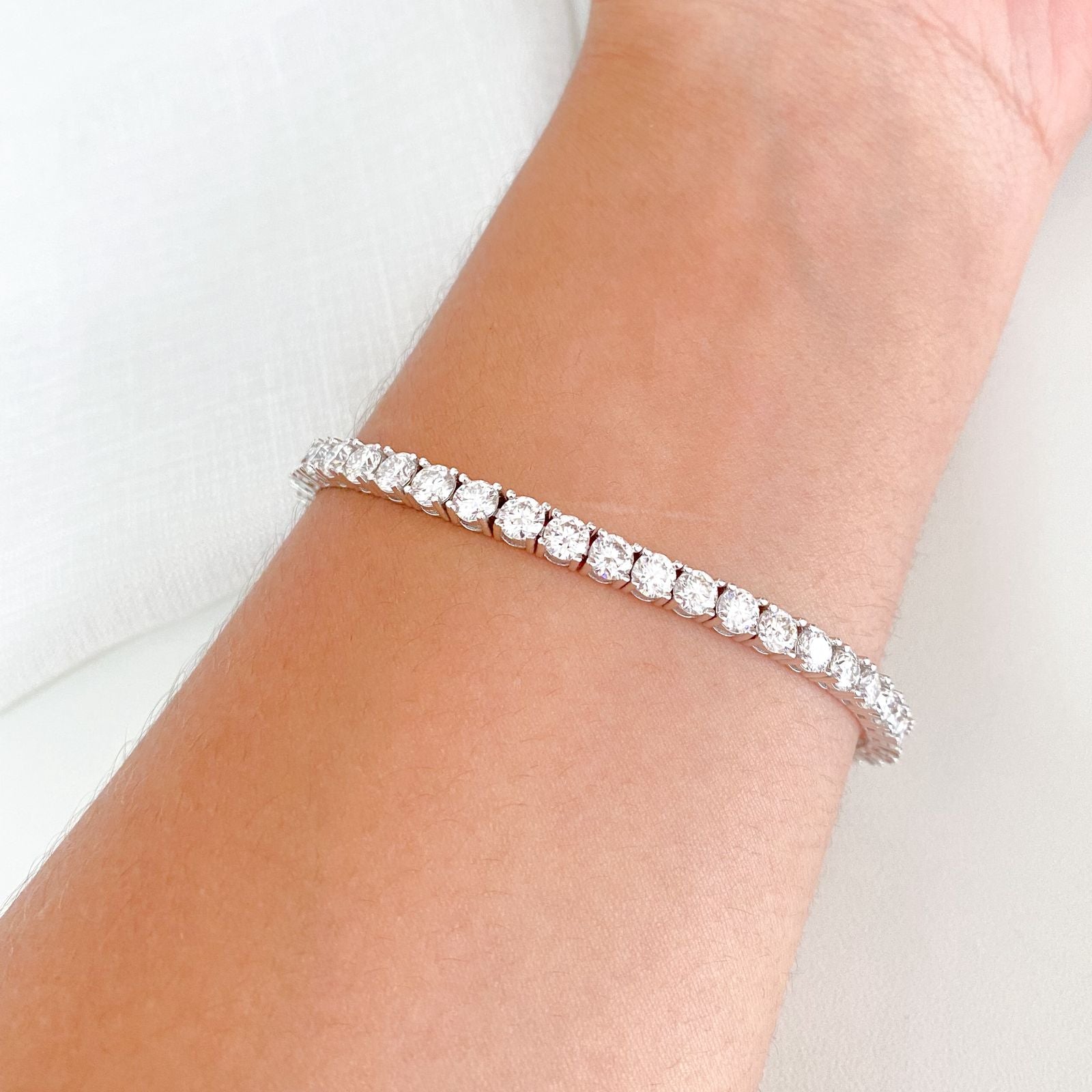 Pulseira Prata Riviera 4mm Moissanite
