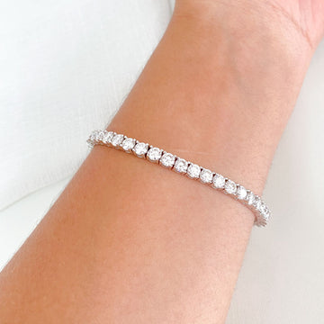 Pulseira Prata Riviera 4mm Moissanite