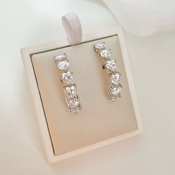 Brinco Prata Earcuff Coração Cristal 5mm Moissanite