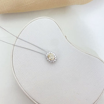 Gargantilha Prata Oval Amarelo Claro Cravejada 45cm 6x8mm Moissanite
