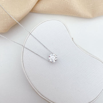 Gargantilha Prata Ponto de Luz Cristal 45cm 9,5mm Moissanite