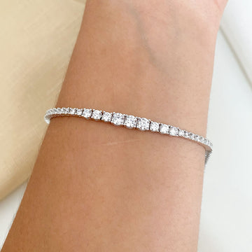Pulseira Prata Riviera Cristal 4g 17cm 2/3/4mm