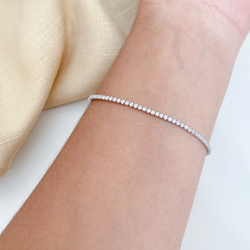 Pulseira Prata Riviera Cristal 4g 16cm 1,75mm