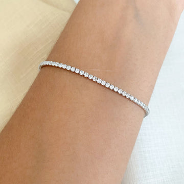 Pulseira Prata Riviera Cristal 4g 16cm 2mm