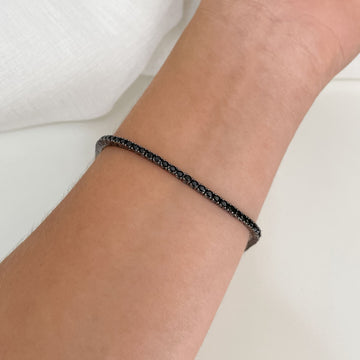 Pulseira Prata Riviera Preta 4g 19cm 1mm