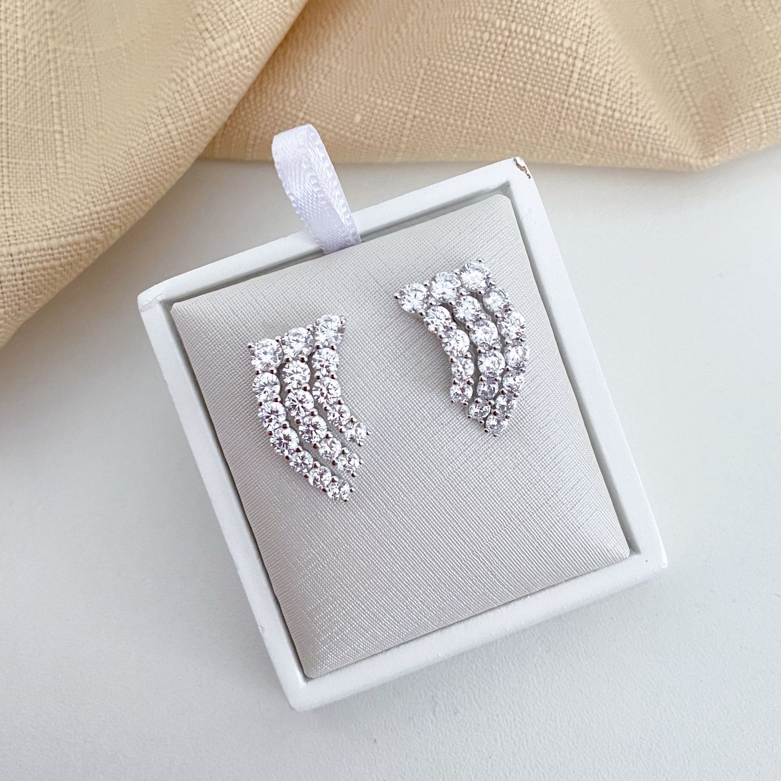 Brinco Prata Earcuff Cristal 2/3/4mm