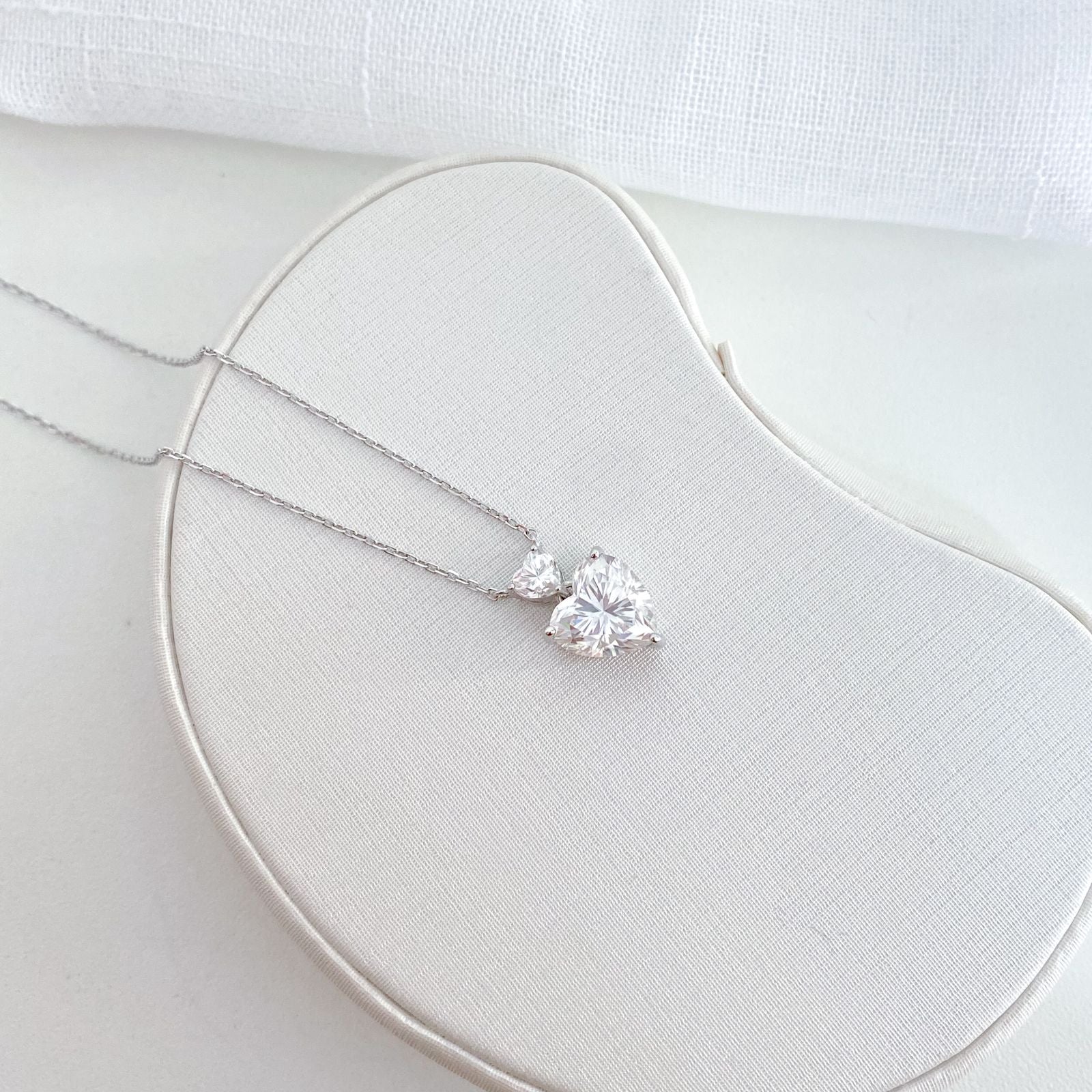 Gargantilha Prata Coração Cristal 10/5mm 45cm Moissanite