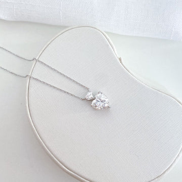 Gargantilha Prata Coração Cristal 10/5mm 45cm Moissanite