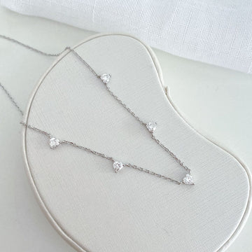 Gargantilha Prata Coração Cristal 4x4mm 40cm Moissanite