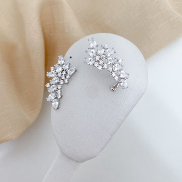 Brinco Prata Earcuff Cristal 3mm