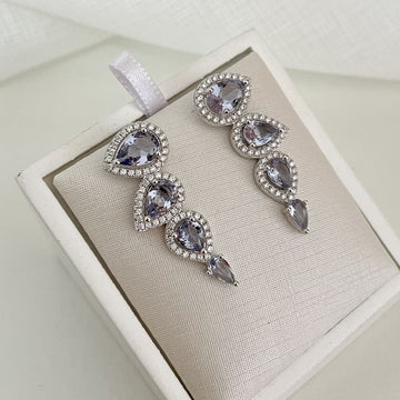 Brinco Prata Earcuff Roxo Cravejado 5mm