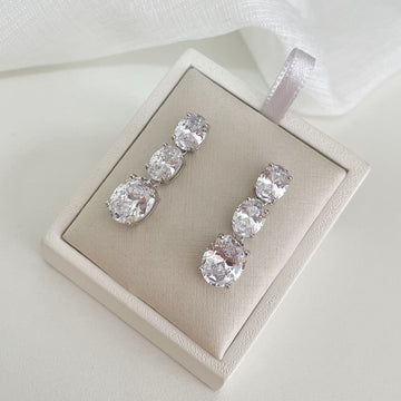 Brinco Prata Oval Cristal 6/8mm