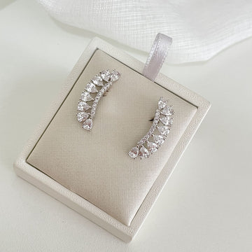 Brinco Prata Earcuff Cristal Cravejado 3mm