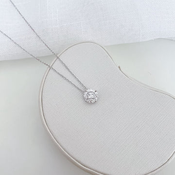 Gargantilha Prata Pedra Pizza Cristal 45cm Moissanite