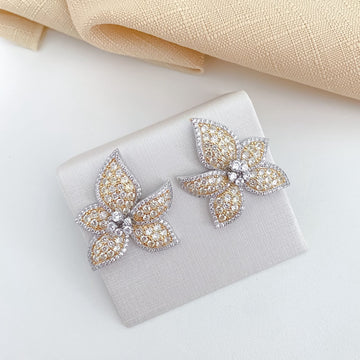 Brinco Prata Flor Cravejado