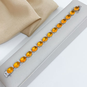Pulseira Prata Oval Orange 16cm 10x8mm