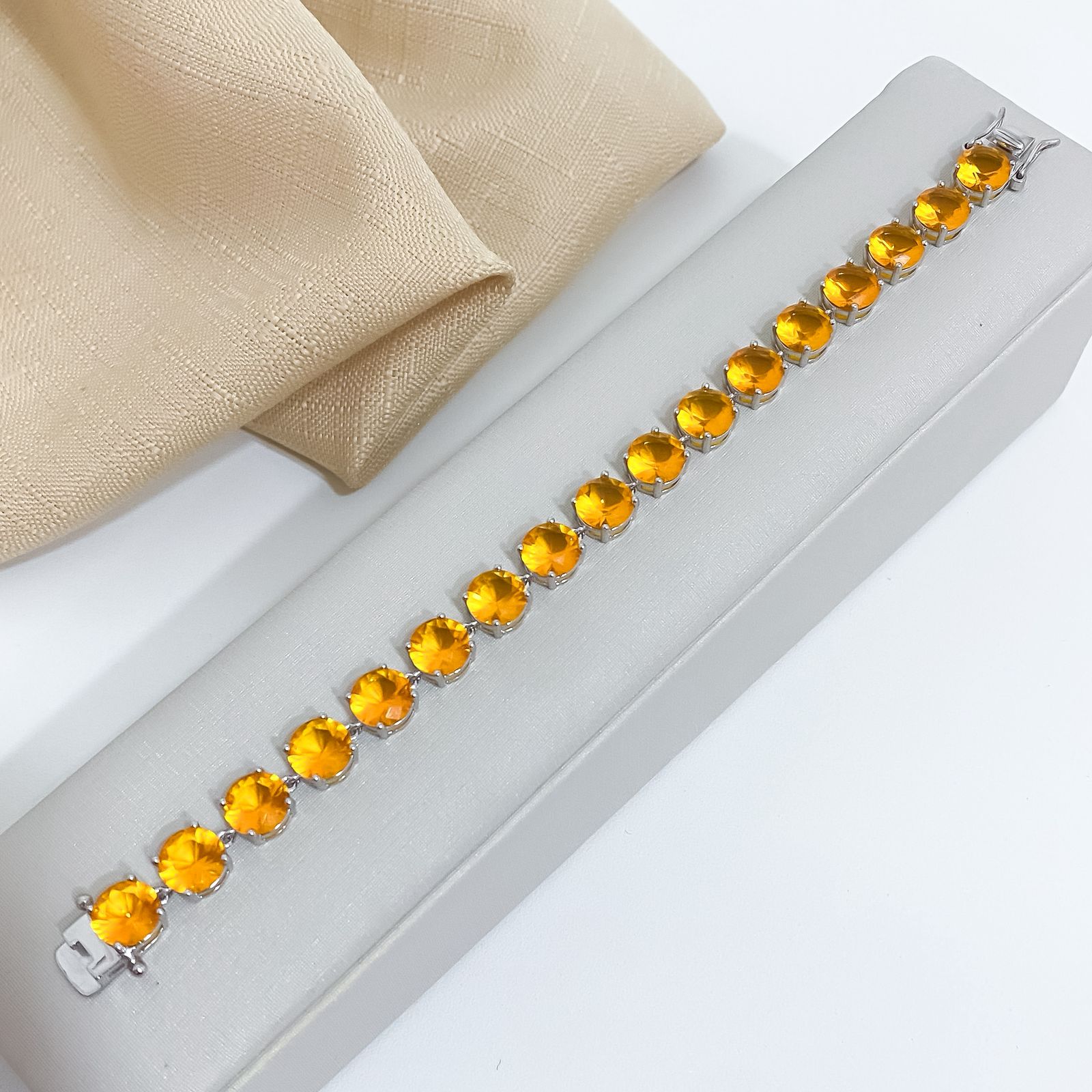 Pulseira Prata Redonda Orange 16cm 10x8mm