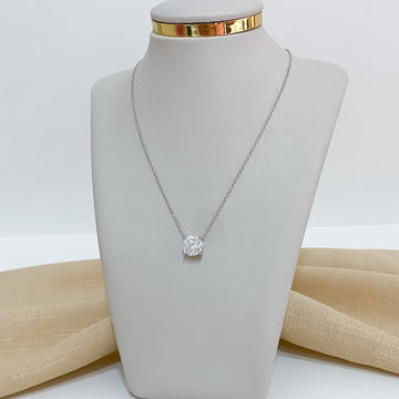 Gargantilha Prata Ponto Luz Cristal 10mm Moissanite