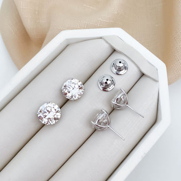 Brinco Prata Ponto Luz 12mm Moissanite