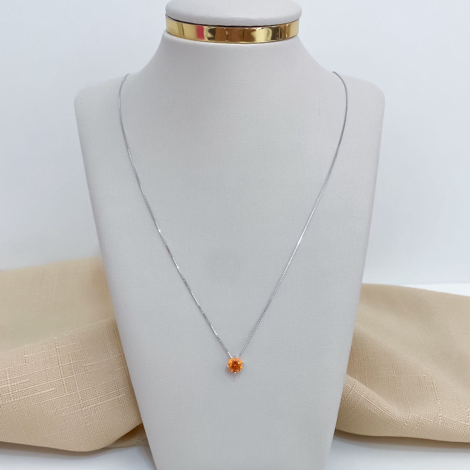 Gargantilha Prata Ponto de Luz Orange 6mm