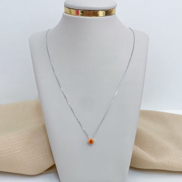 Gargantilha Prata Ponto de Luz Orange 6mm