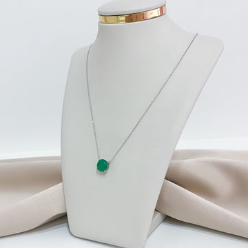Gargantilha Prata Ponto Luz Verde 40cm 10mm