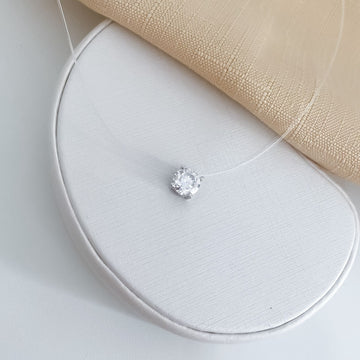 Nylon Prata Ponto Luz 38cm 8mm Moissanite