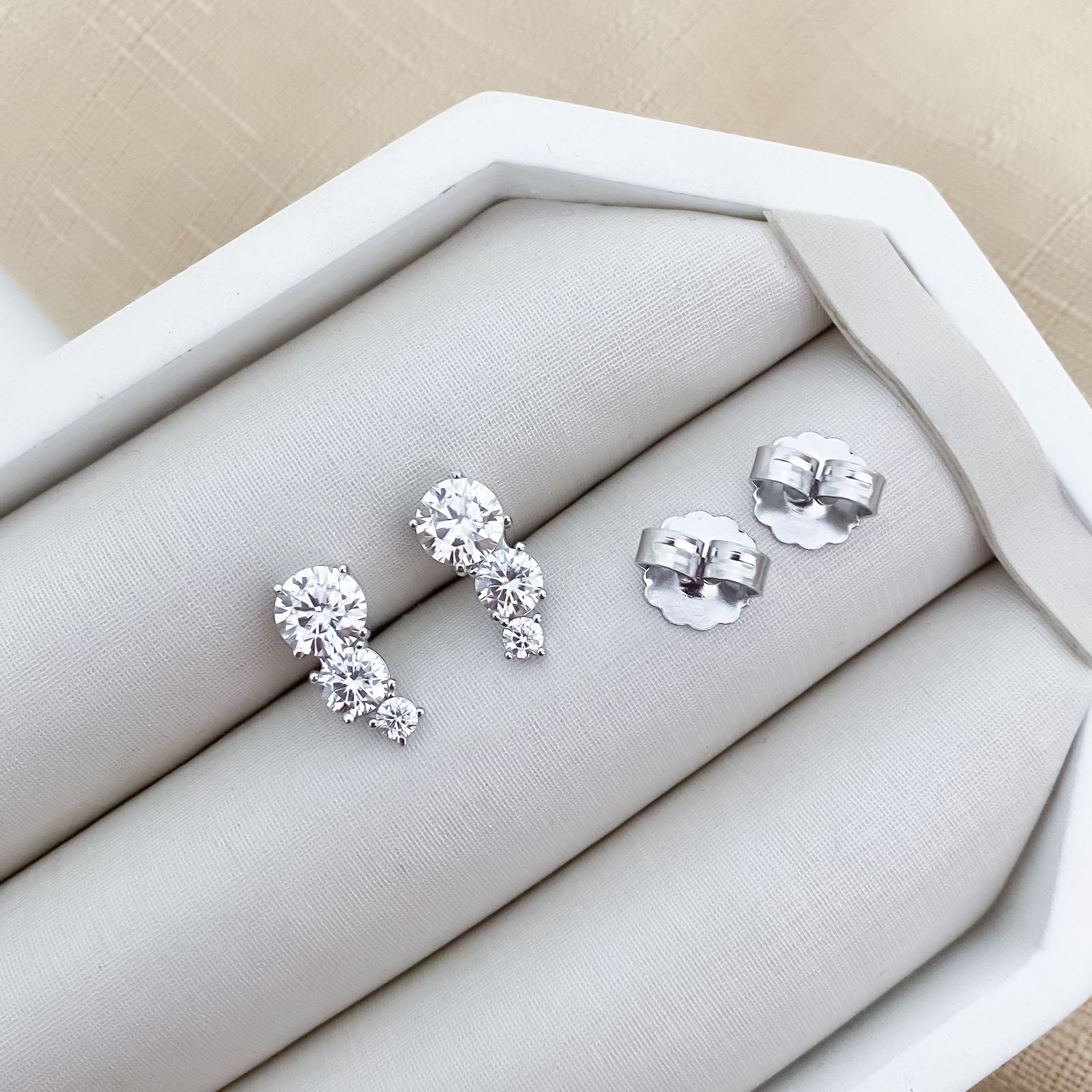 Brinco Prata Earcuff Cristal 3/5/6mm Moissanite