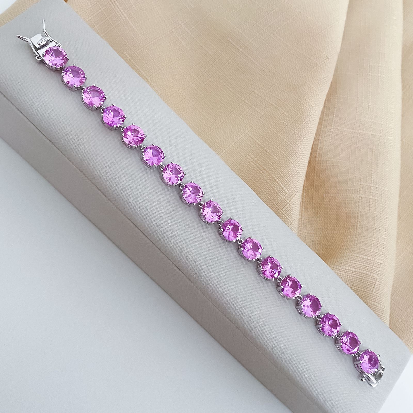 Pulseira Prata Red Rosa 8mm