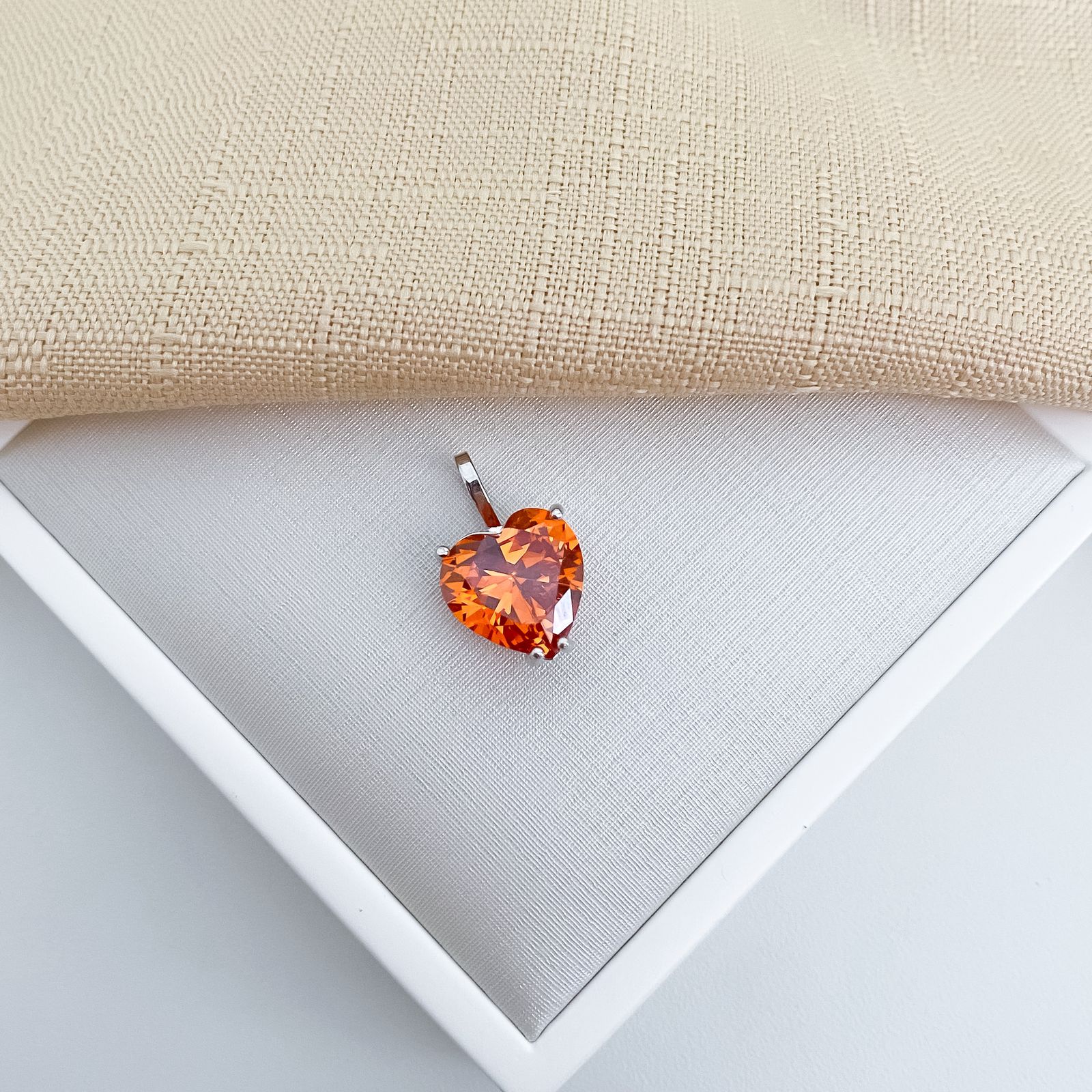 Pingente Prata Coração Orange 12mm
