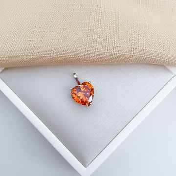Pingente Prata Coração Orange 12mm