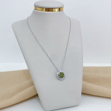Gargantilha Prata Red Verde Lima/Cristal Cravejado 10mm