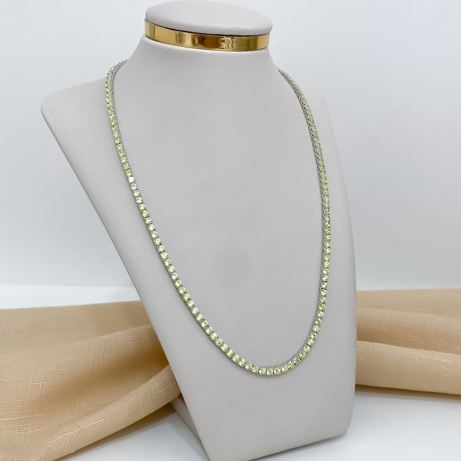 Gargantilha Prata Riviera Verde Lima Claro 4g 45cm 3mm