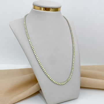 Gargantilha Prata Riviera Verde Lima Claro 4g 45cm 3mm